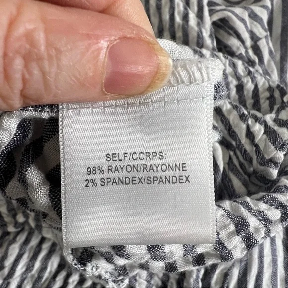 Jane and Delaney Large Elegant gray and White Striped Button Down Shirt - Picture 5 of 7